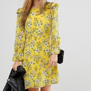 Yellow floral long sleeve dress